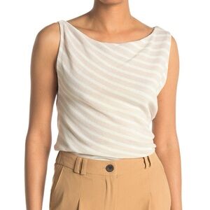 Reiss Neutral Bex Sleeveless Draped Tank Blouse Size X-Small